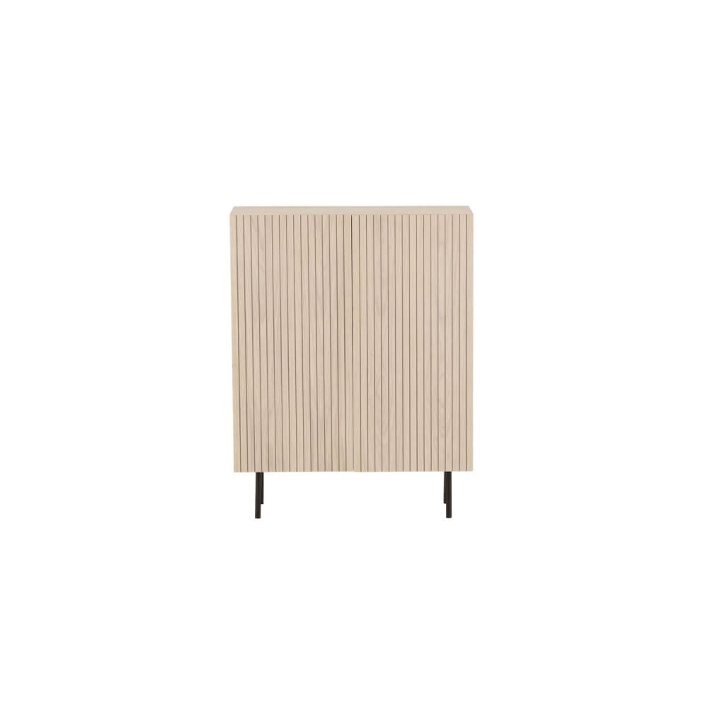 Buffet haut BJOERKOEN à portes nervurées en bois blanchi de 103 cm