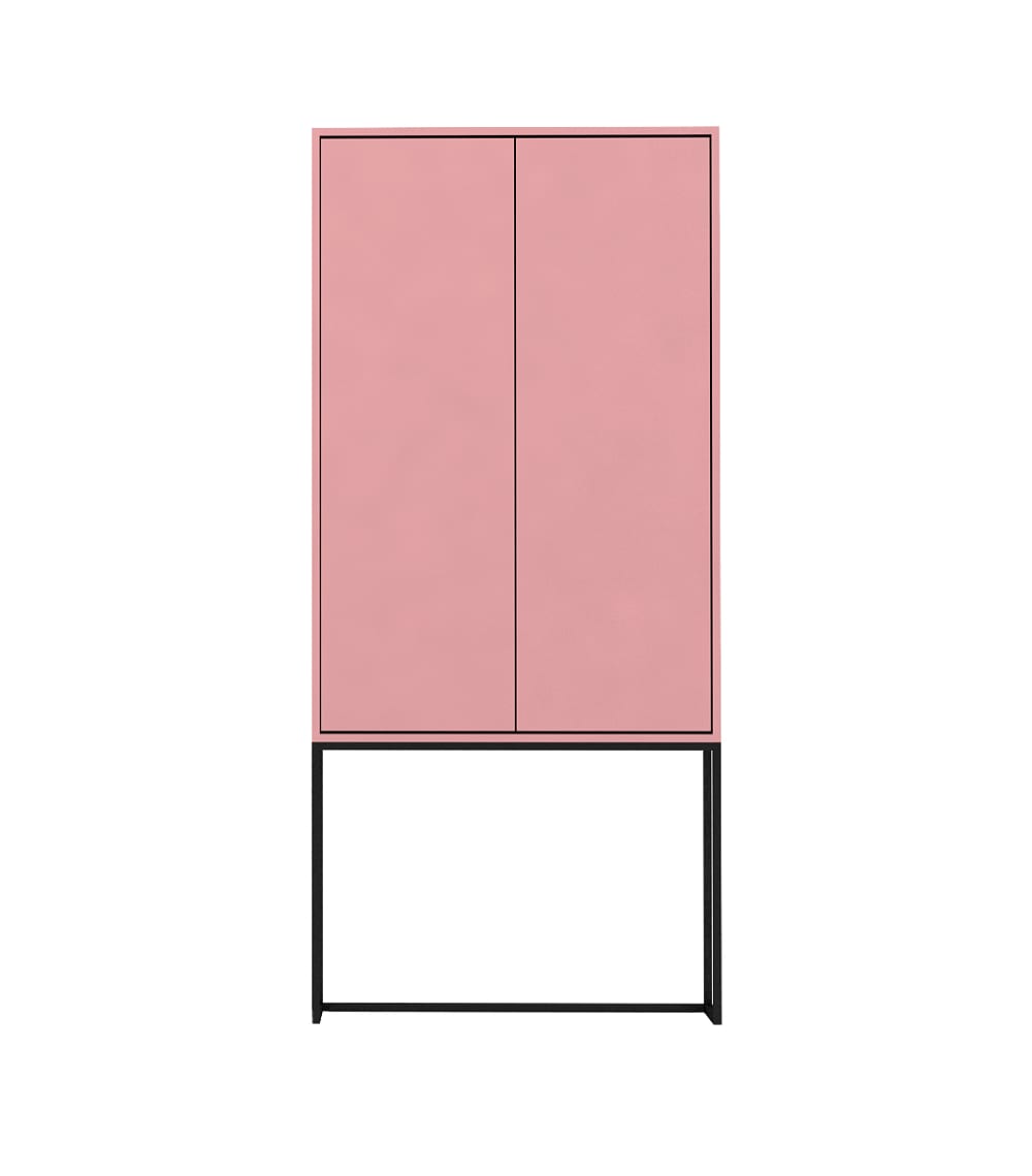 Buffet haut LENNON 2 portes en MDF rose poudré 75 x 164 cm