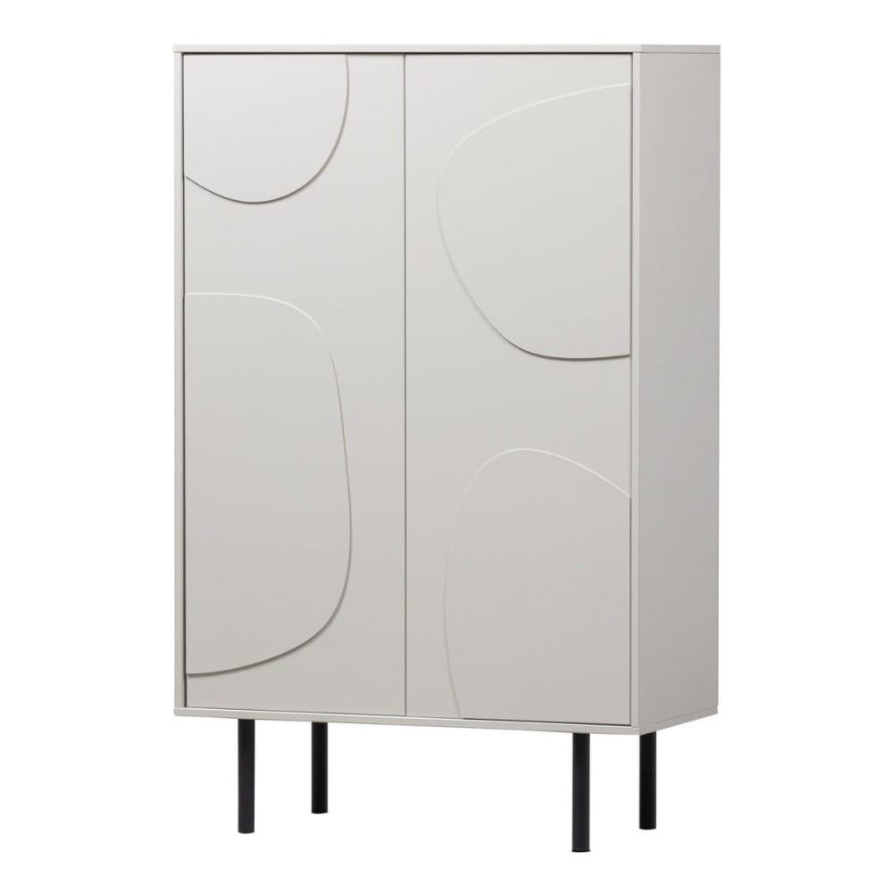 Buffet haut CADIZ en bois de pin teinte brume 85 cm à 2 portes