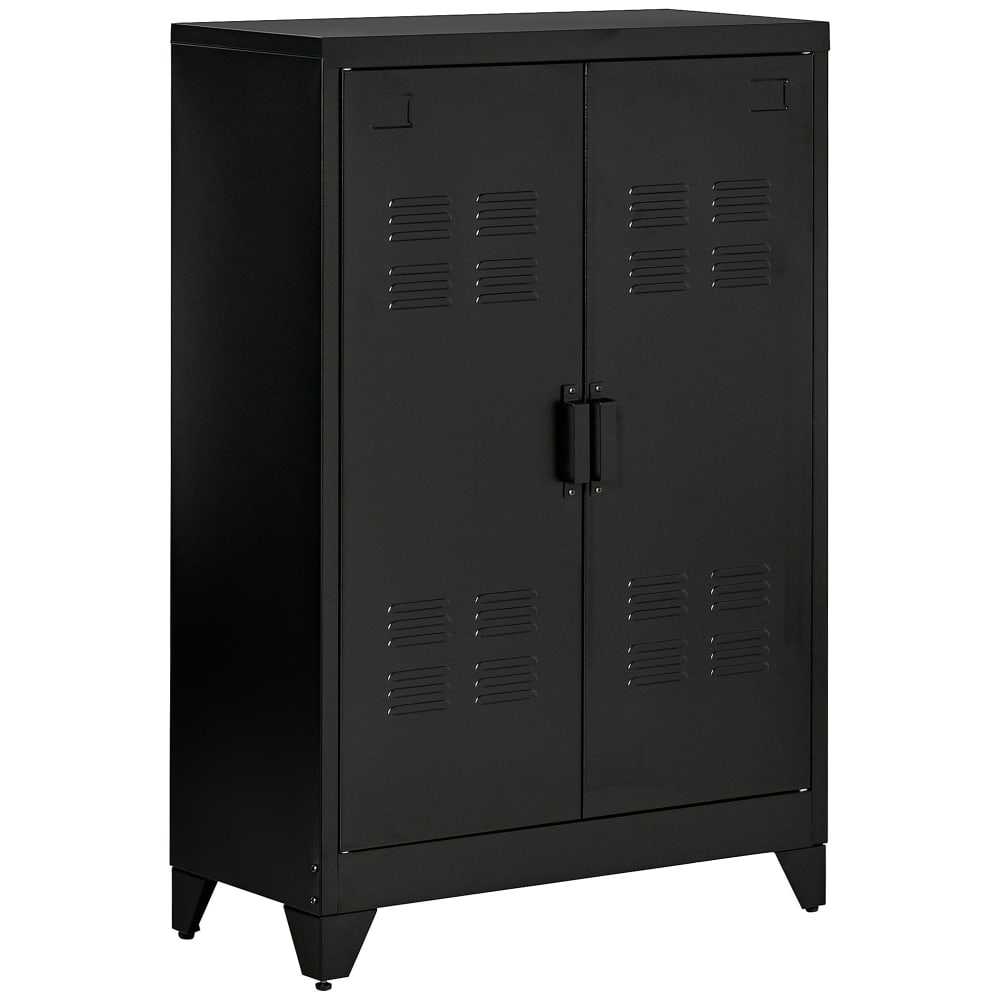 Buffet haut industriel HOMCOM en métal noir 75 cm à porte persiennes