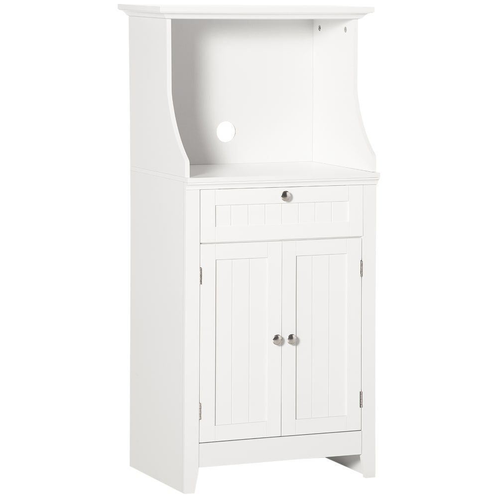 Buffet haut HOMCOM blanc 60 cm avec niche micro-ondes et 2 portes