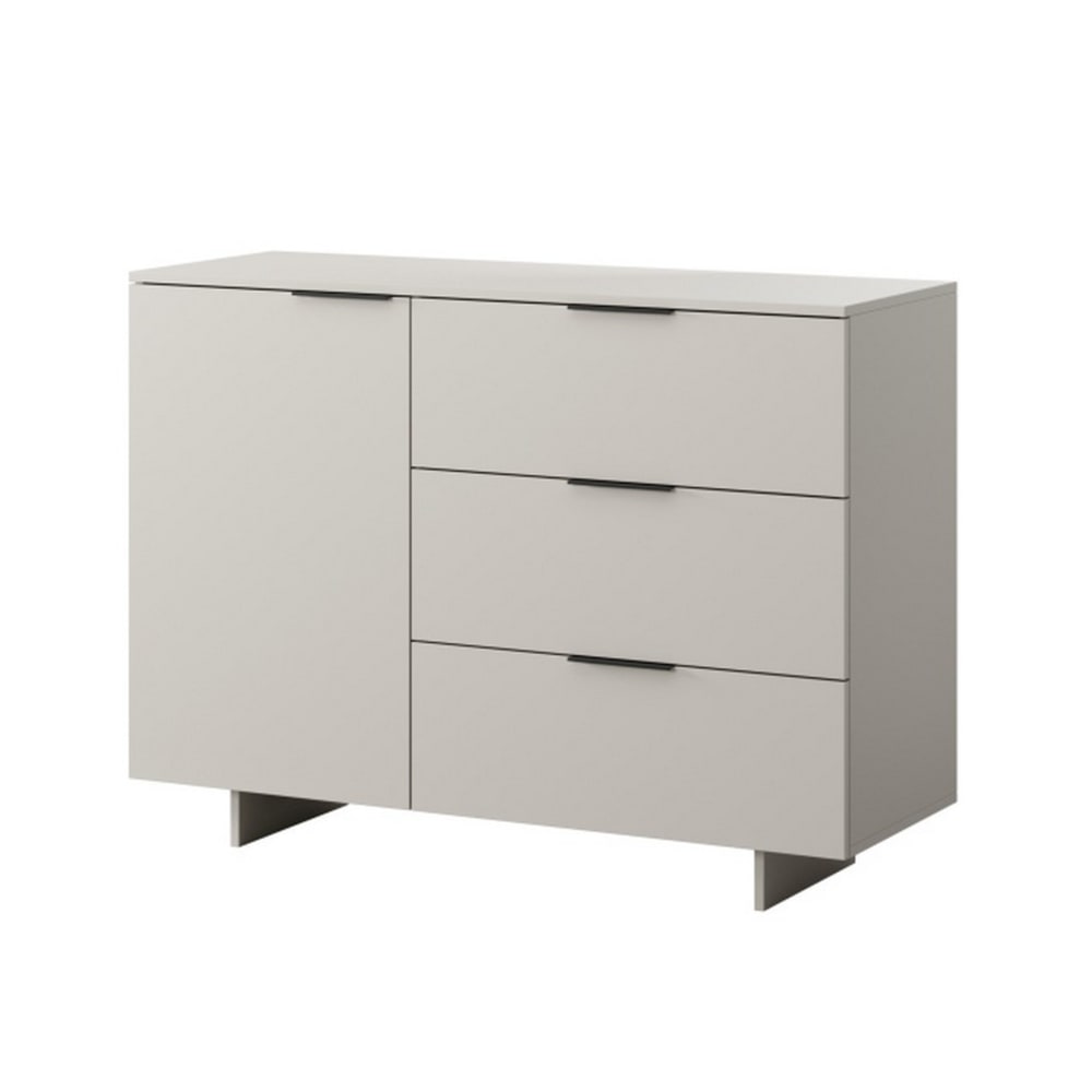 Buffet bahut JUDE beige 120 cm avec 1 porte et 3 tiroirs