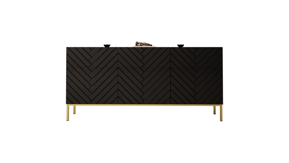 Détail de la façade noire mate du buffet GALA