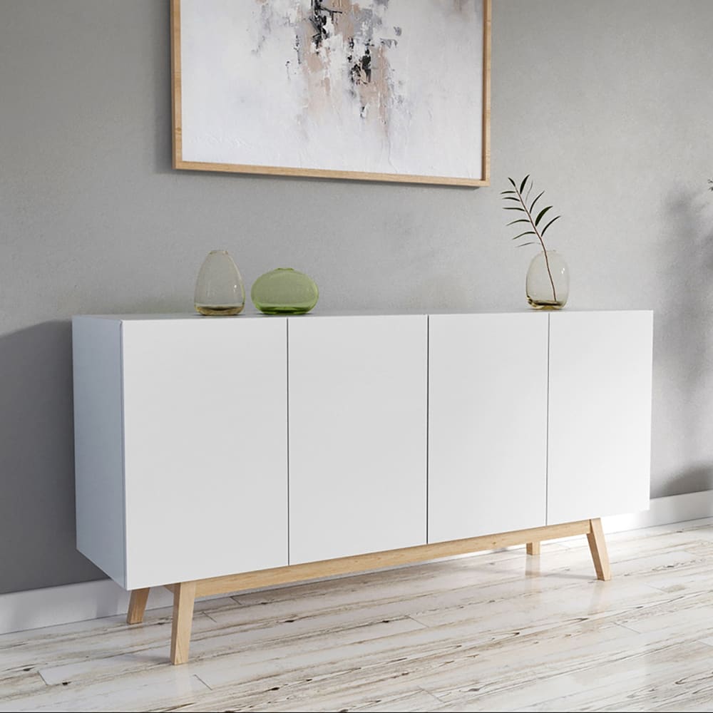 Buffet HOME portes ouvertes sur ses tablettes