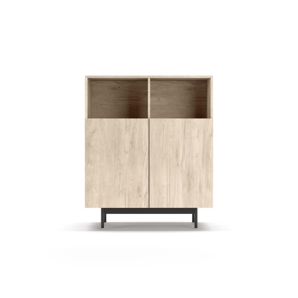 Buffet colonne 4 portes et 2 niches effet chêne 90 cm - HERDASA