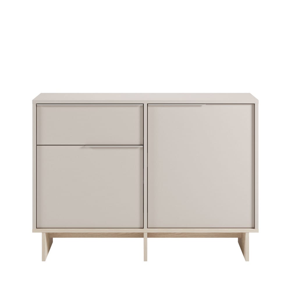 Buffet bahut HARRIET beige en bois et métal 120 cm à 2 portes et 1 tiroir