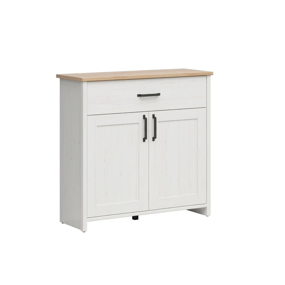 Buffet AKSEL blanc et bois 102 cm avec 2 portes et 1 tiroir
