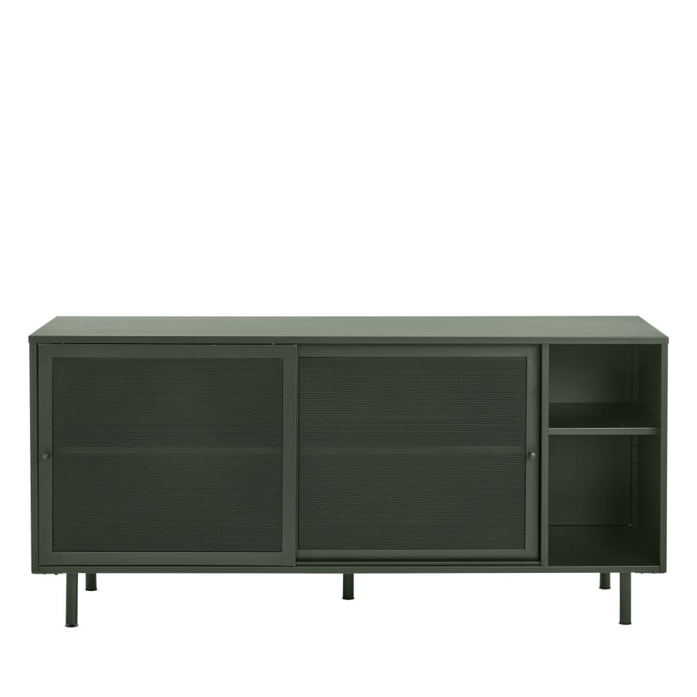 Buffet KISO en métal vert olive 160 cm à 2 portes coulissantes