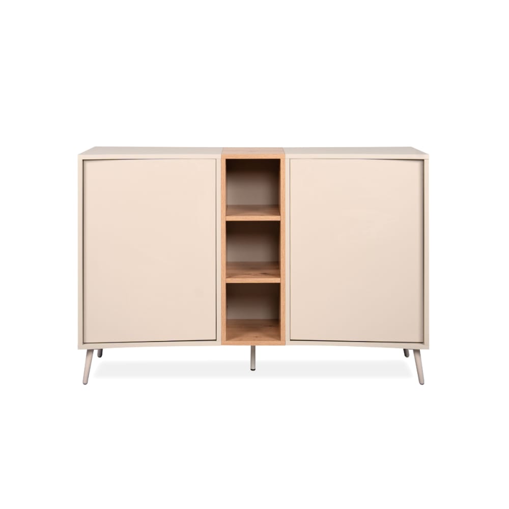 Buffet enfilade MYR 2 portes et 3 niches effet chêne 135 cm