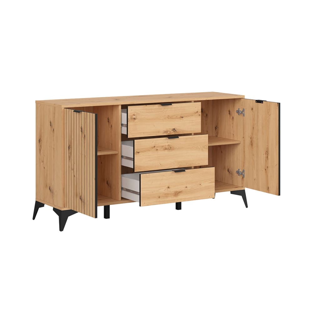 Buffet MAO tiroirs ouverts sur son rangement