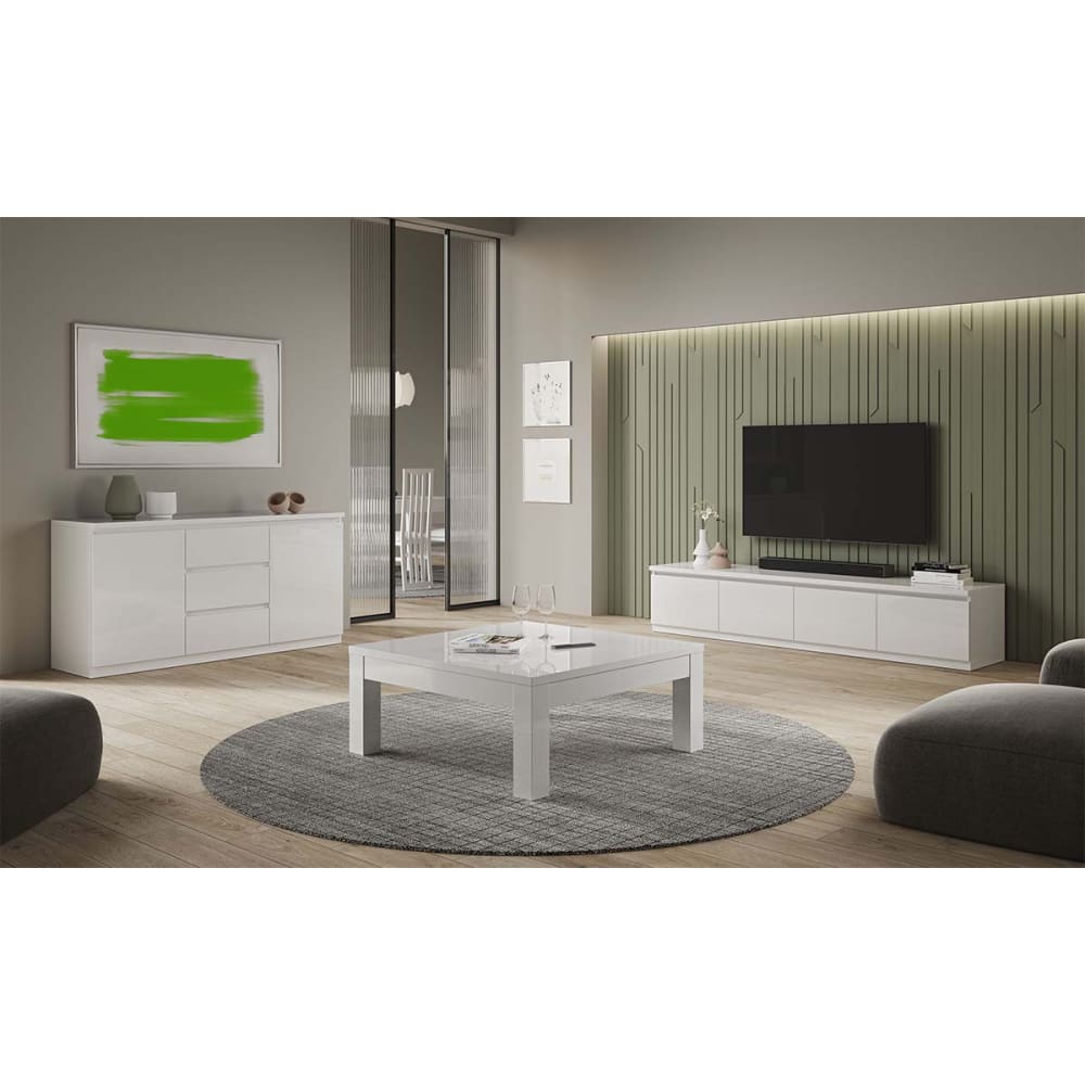 Buffet DEYTON tiroirs et portes ouverts