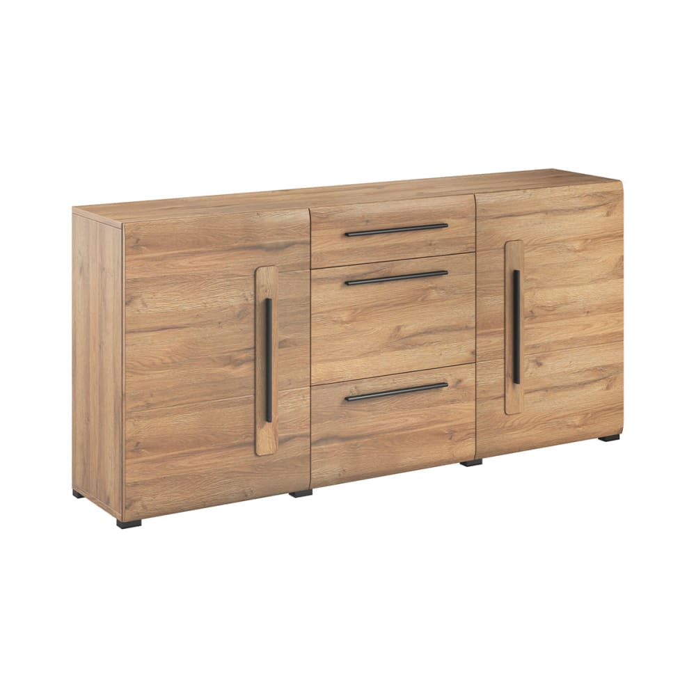Buffet enfilade LOUIS effet bois beige 2 portes 3 tiroirs 180 cm
