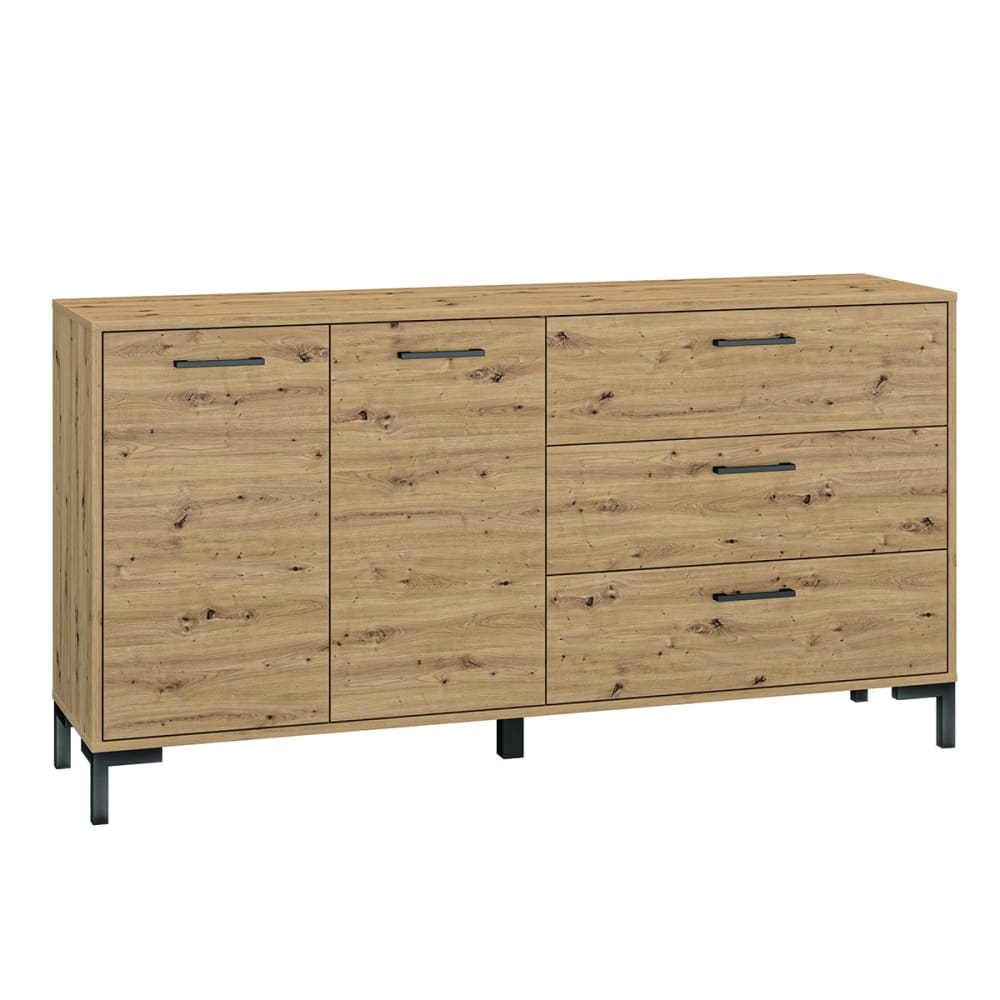 Buffet enfilade LIORA effet chêne artisan 2 portes et 3 tiroirs 159 cm