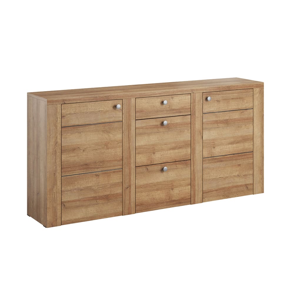 Buffet enfilade AMAURY effet chêne clair 176 cm avec 2 portes et 3 tiroirs