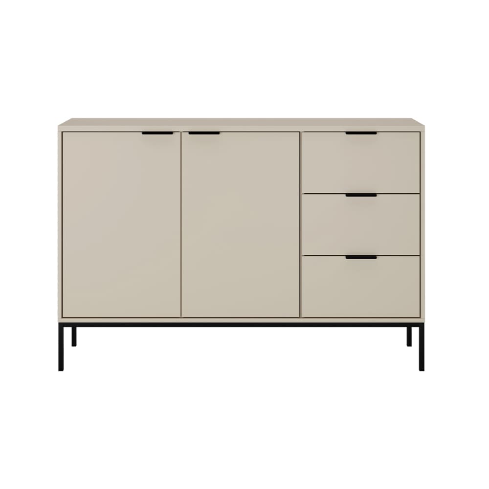 Buffet haut SEATTLE beige cachemire 150 cm avec 2 portes et 3 tiroirs
