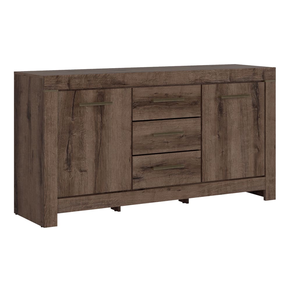 Buffet bahut ADAM effet chêne rustique foncé 160 cm avec 3 tiroirs