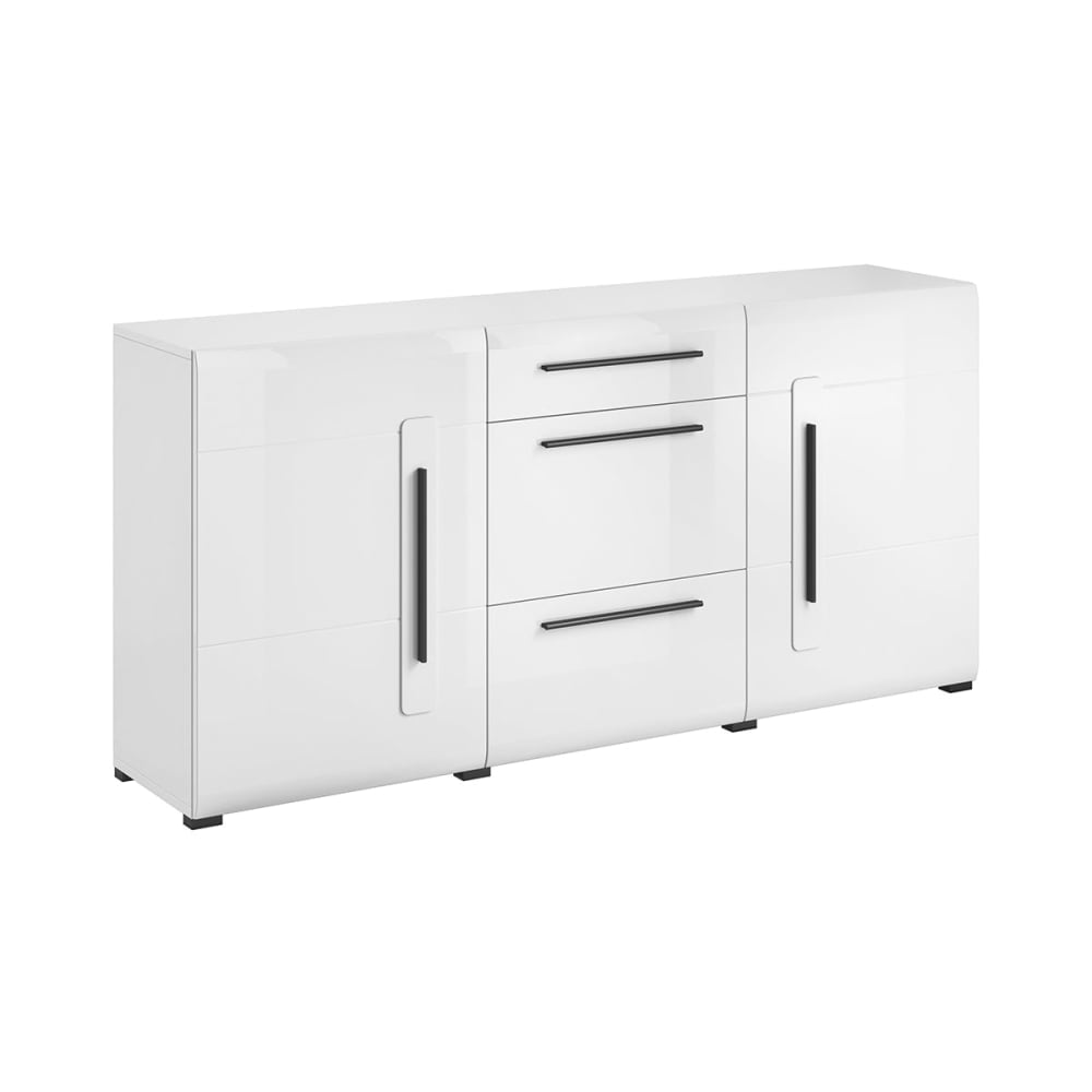 Buffet enfilade LOUIS stratifié blanc 180 cm avec 2 portes et 3 tiroirs