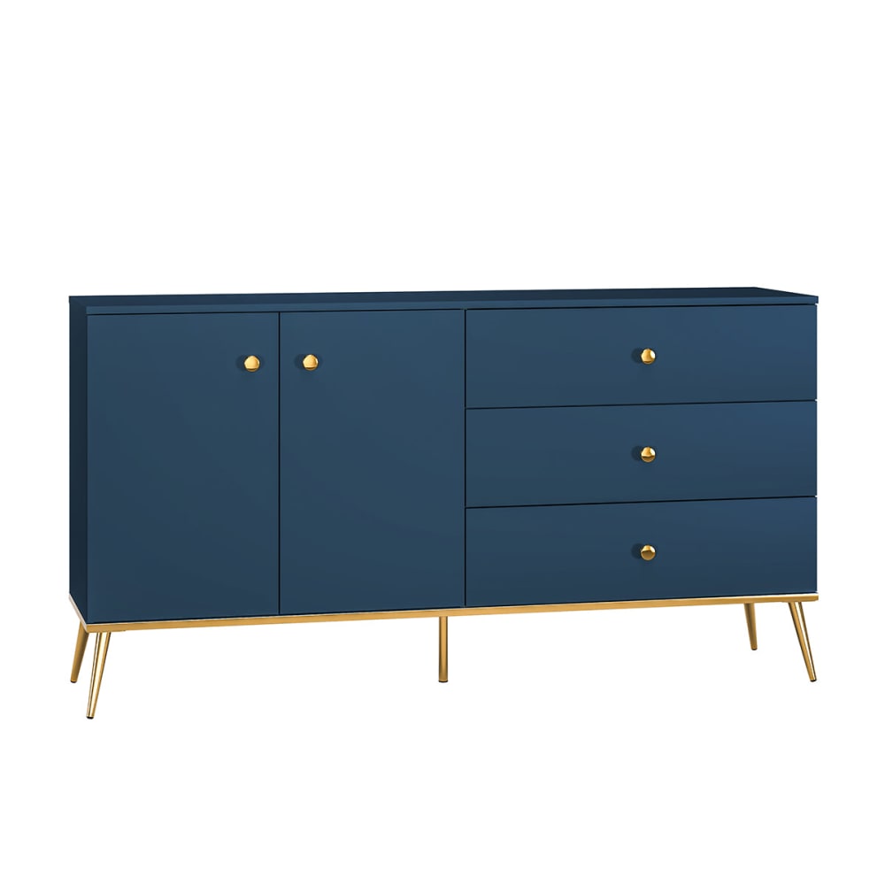 Buffet enfilade THALIA bleu marine 2 portes et 3 tiroirs 160 cm