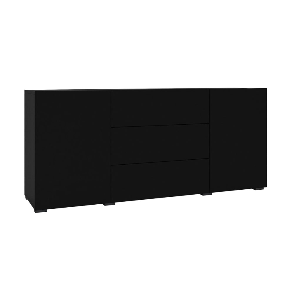 Buffet enfilade GLORA noir de 140 cm avec 2 portes et 3 tiroirs
