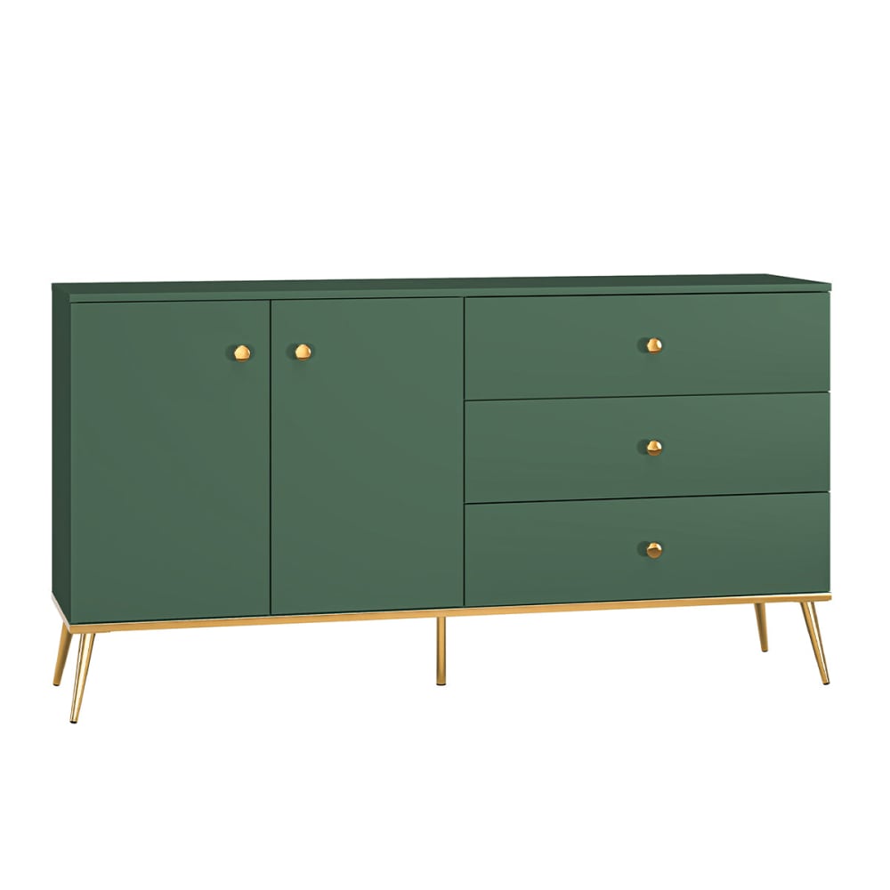 Buffet enfilade THALIA vert mat 2 portes et 3 tiroirs 160 cm