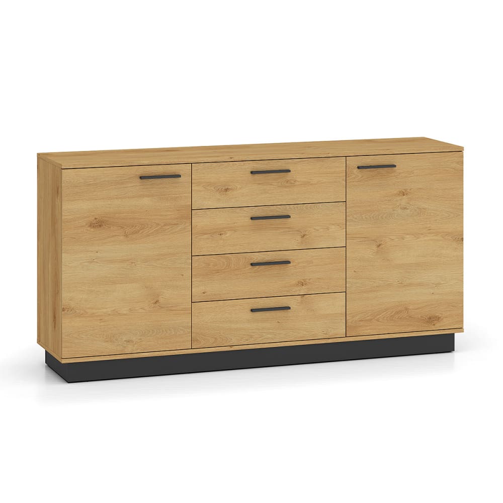 Grand buffet YSIA beige et noir 170 cm avec 2 portes et 4 tiroirs