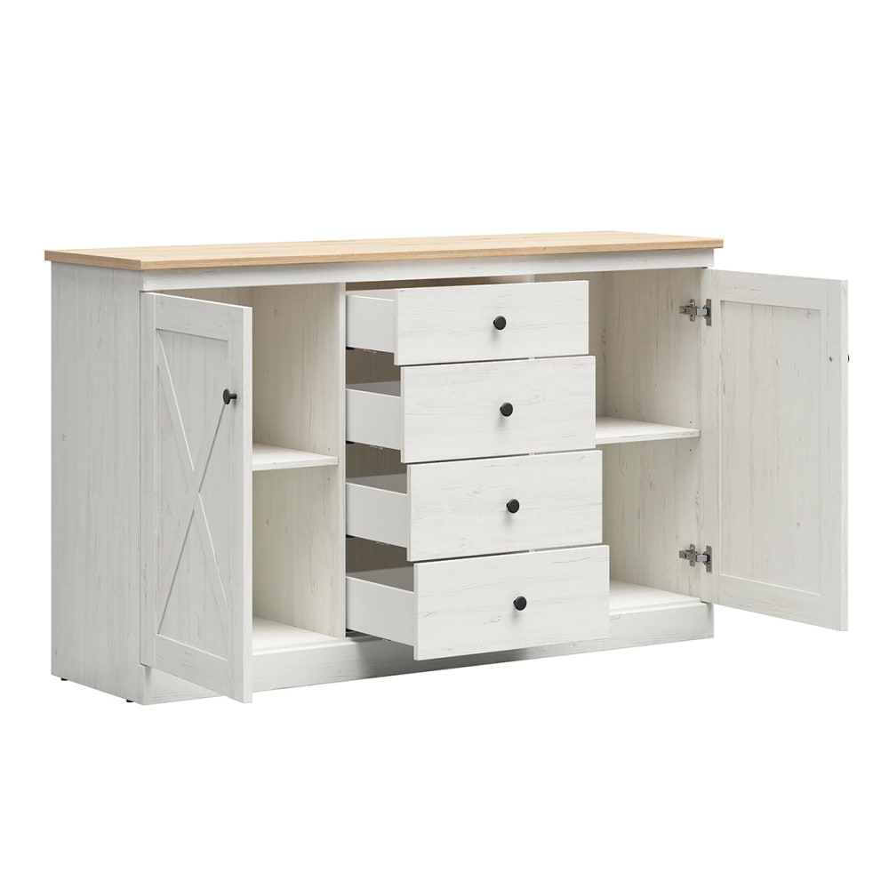 Buffet VICTORIA tiroirs et portes ouverts