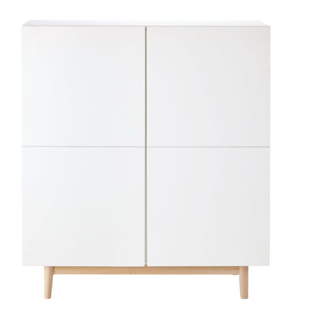 Buffet bahut scandinave ARTIC blanc et chêne 100 cm avec 2 portes
