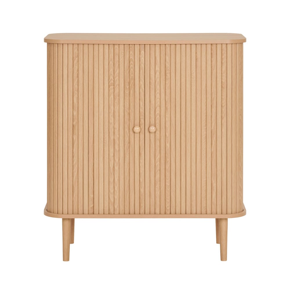 Buffet NIKKO en bois clair 80 cm avec 2 portes coulissantes à lattes