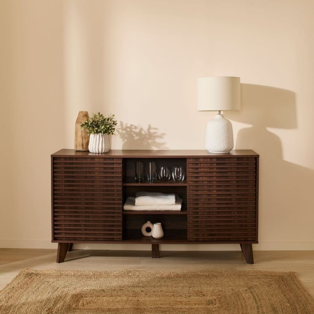 Buffet ANNA porte coulissante ouverte sur la niche centrale