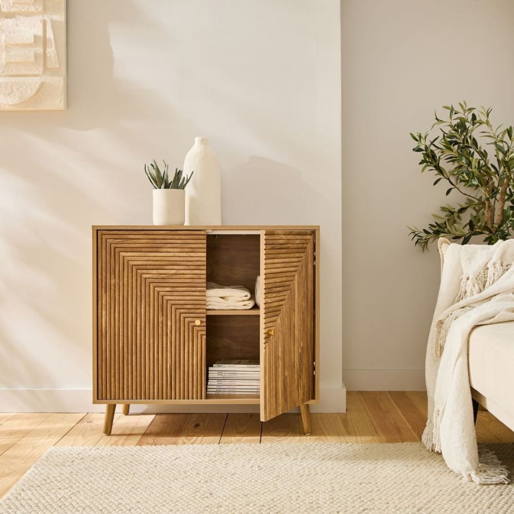 Buffet EDEN portes ouvertes sur son volume de rangement