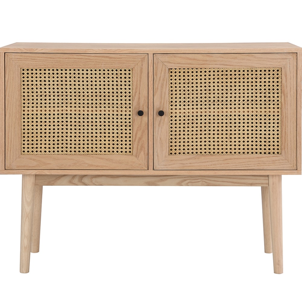 Petit buffet EDEN en chêne et cannage naturel 100 cm