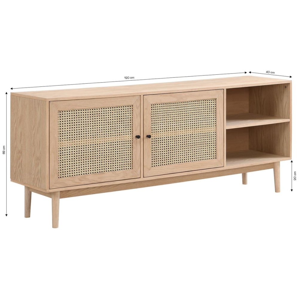 Buffet EDEN portes en cannage ouvertes