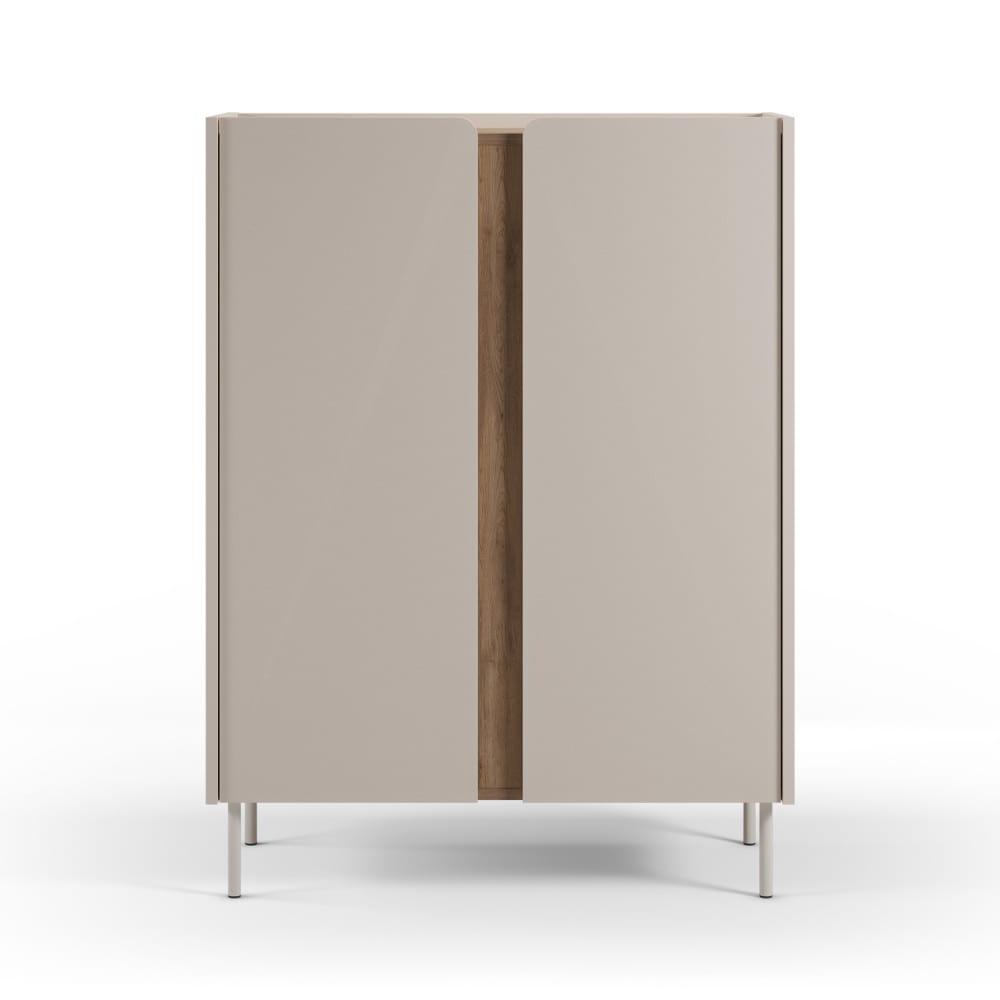 Buffet haut BOXY beige en bois et métal 2 portes 90 cm