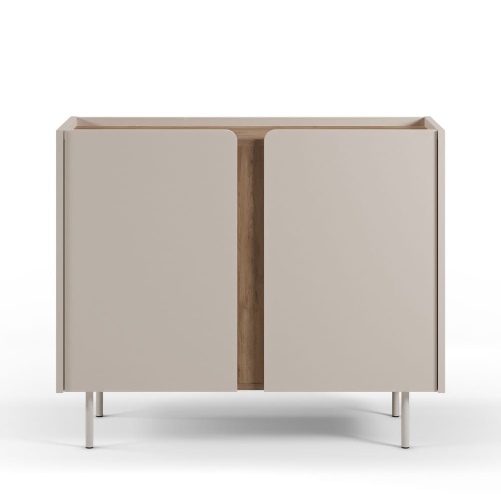 Petit buffet BOXY beige en bois et métal 2 portes 100 cm