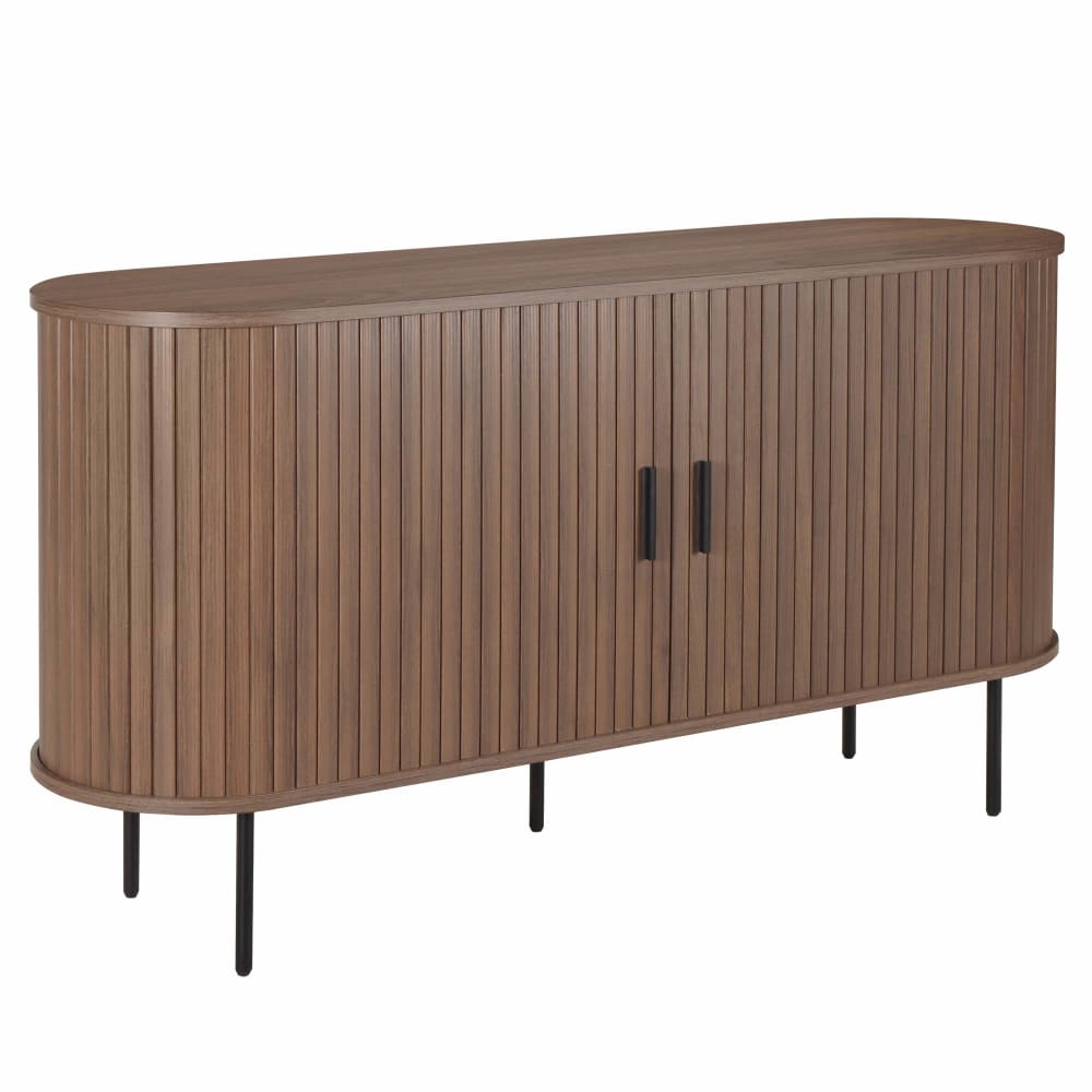 Buffet MARIUS effet noyer 2 portes et piètement acier 140 cm