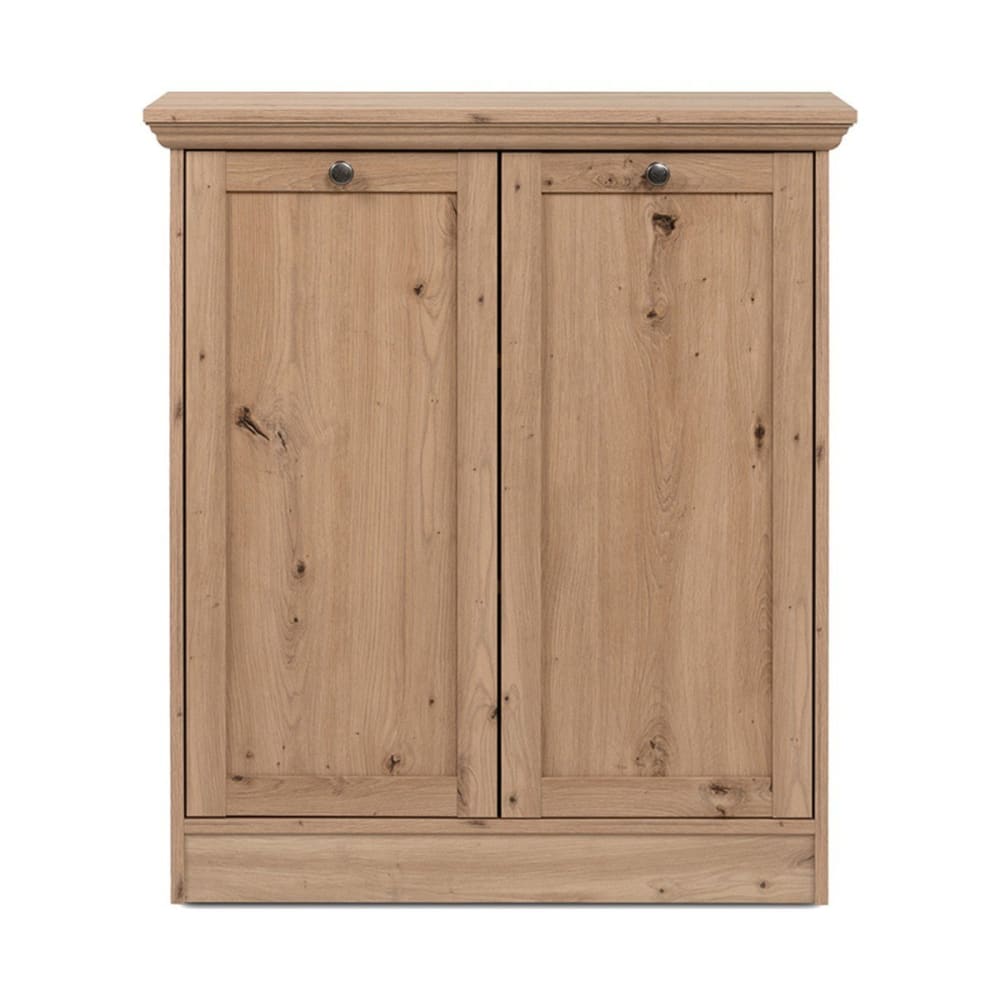 Petit buffet TIMBER 2 portes effet chêne avec poignées vintage 80 cm