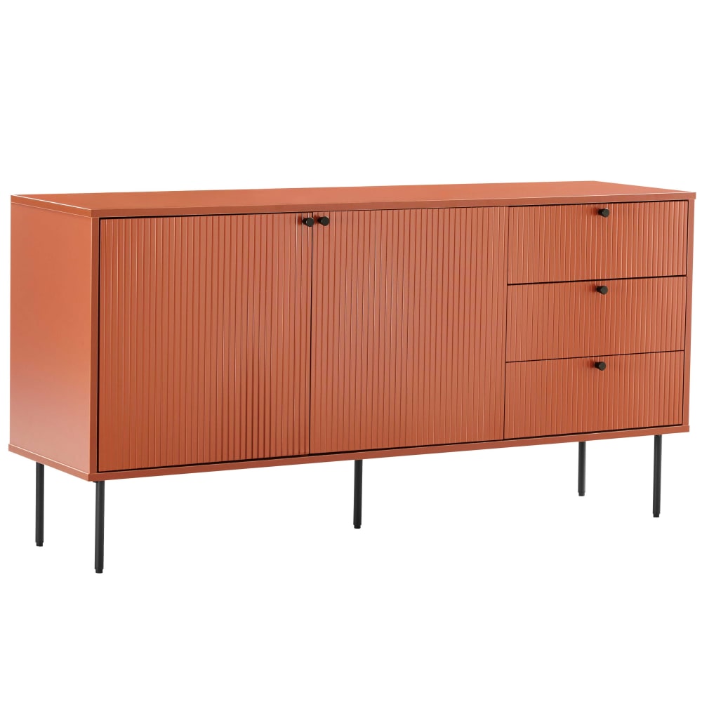 Buffet enfilade 2 portes et 3 tiroirs orange terracotta 150 cm - ROMEO