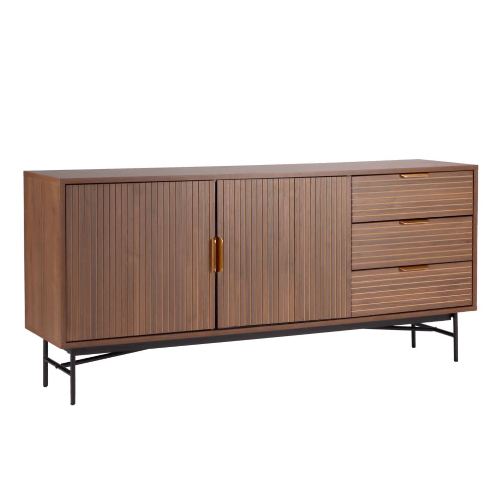 Grand buffet GABIN marron 160 cm avec 2 portes et 3 tiroirs