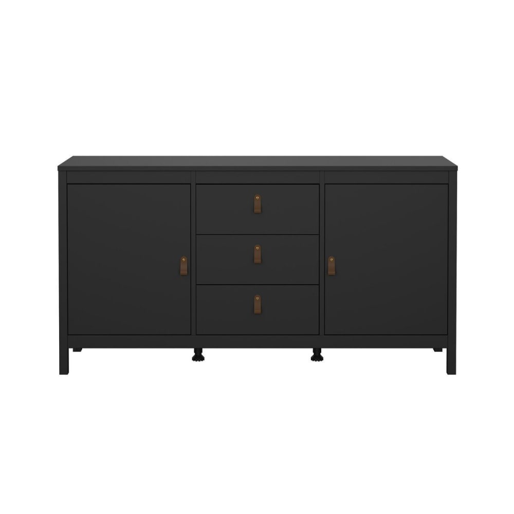 Buffet enfilade BARCELONE noir mat 2 portes et 3 tiroirs 151 cm