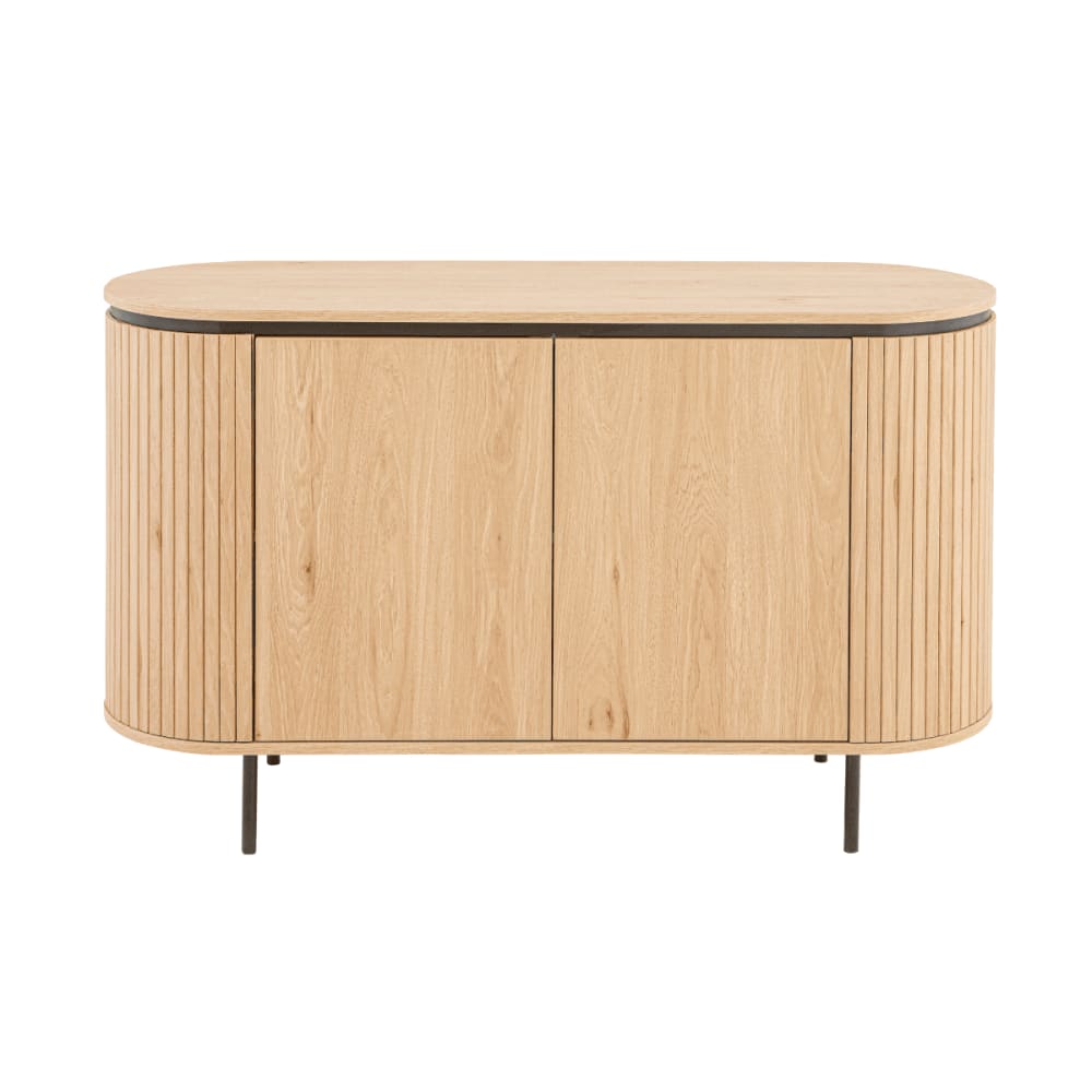 Buffet MALAGA effet bois clair 120 cm avec pieds en métal noir