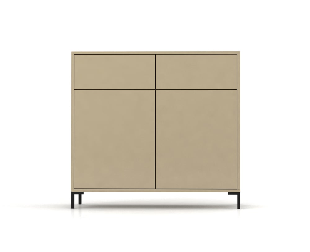 Petit buffet WILSON taupe 90 cm avec 2 portes et 2 tiroirs