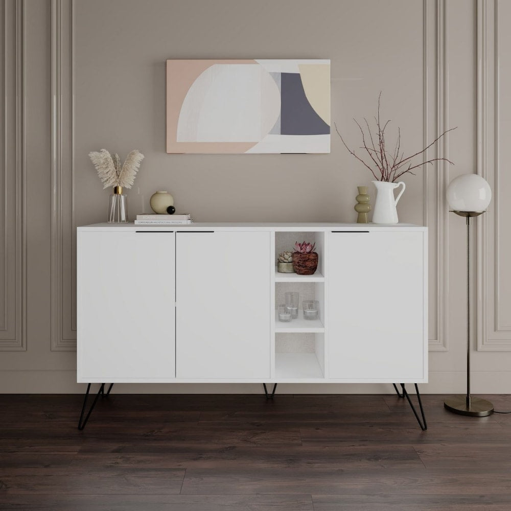 Détail des niches ouvertes du buffet CLARA