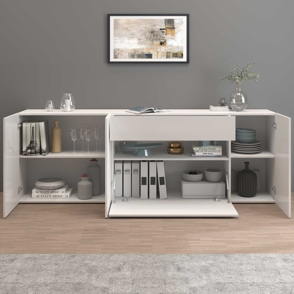 Buffet POTENZA avec abattant et portes ouverts