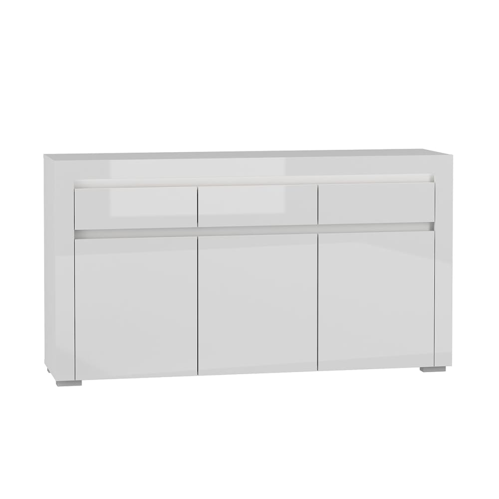 Buffet bahut KASLA blanc brillant 152 cm avec LED incluse
