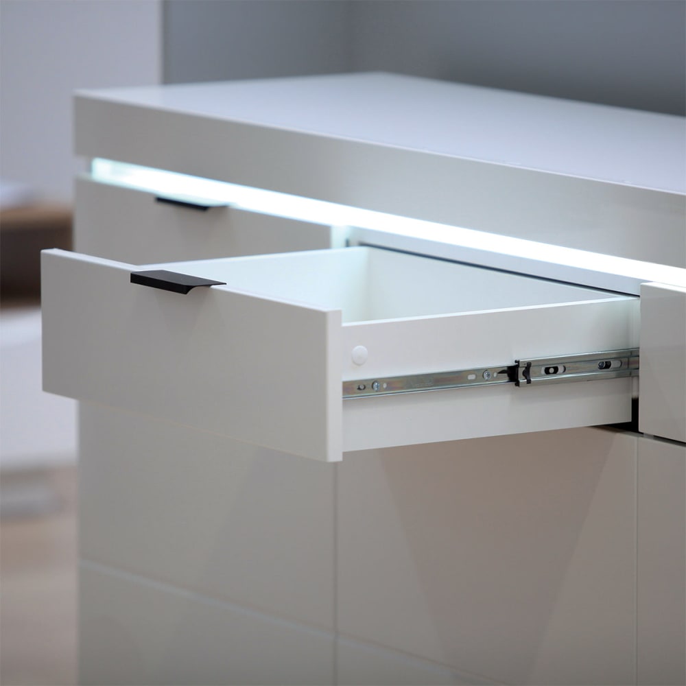 Buffet RUBEN tiroirs et portes ouverts