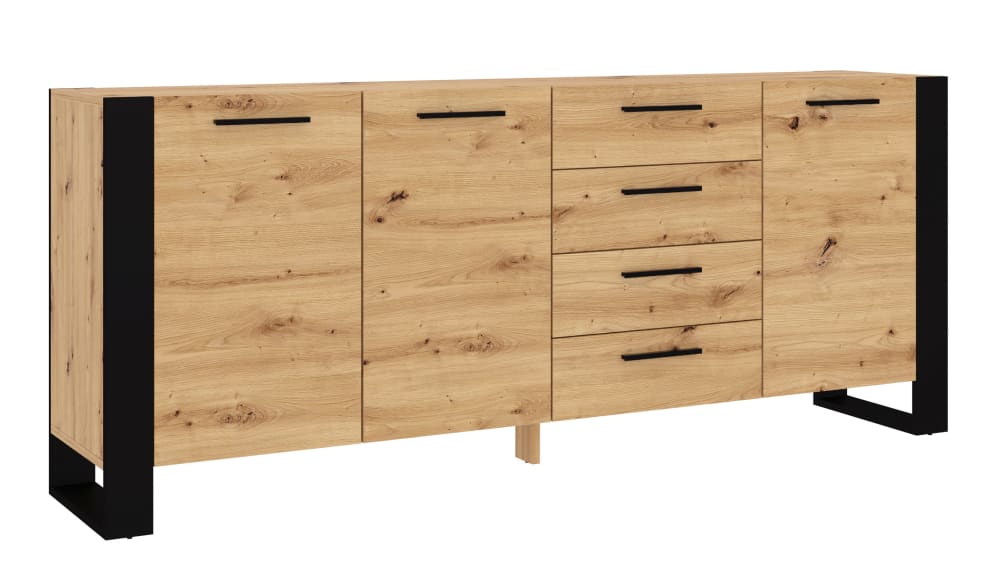 Grand buffet bahut NUKA beige et noir de 197 cm