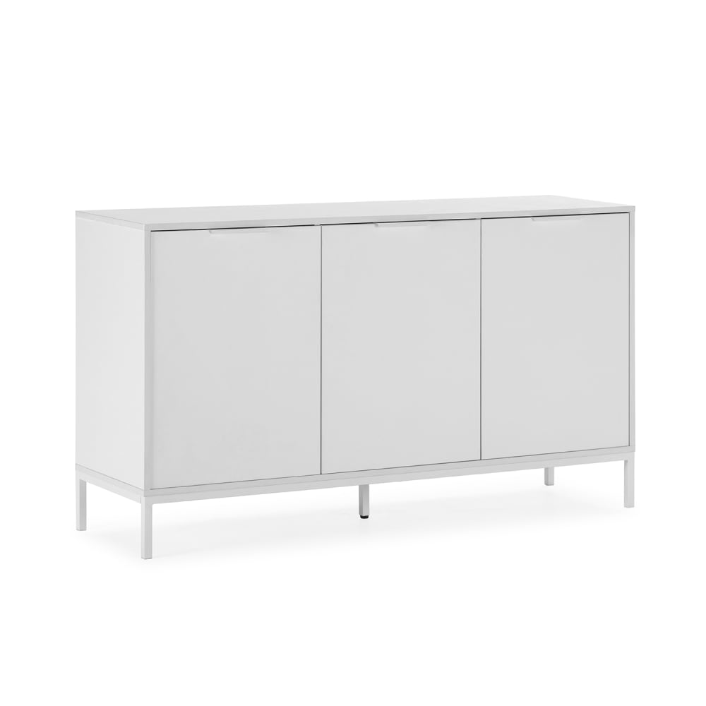 Buffet AURI blanc 140 cm avec 3 portes et pieds hauts