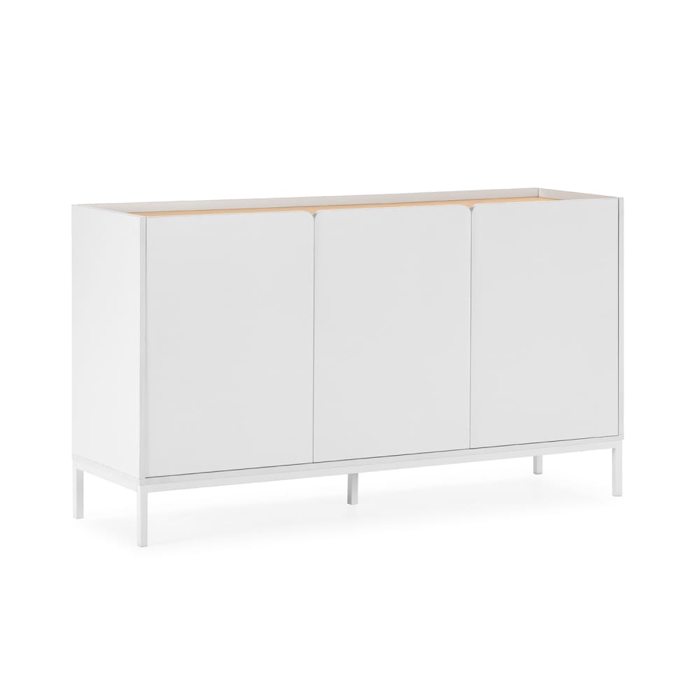 Buffet CURVA blanc 140 cm à angles arrondis avec 3 portes