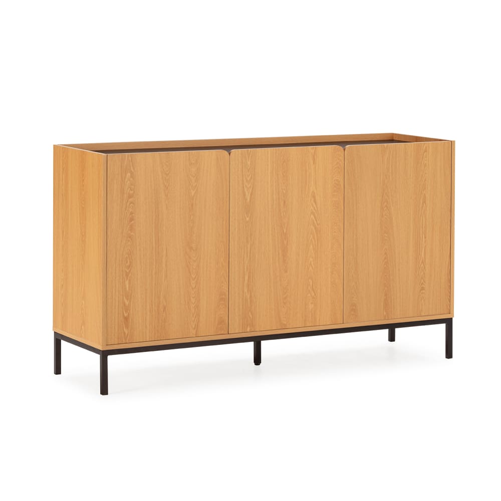 Buffet CURVA décor chêne 140 cm à angles courbes avec 3 portes