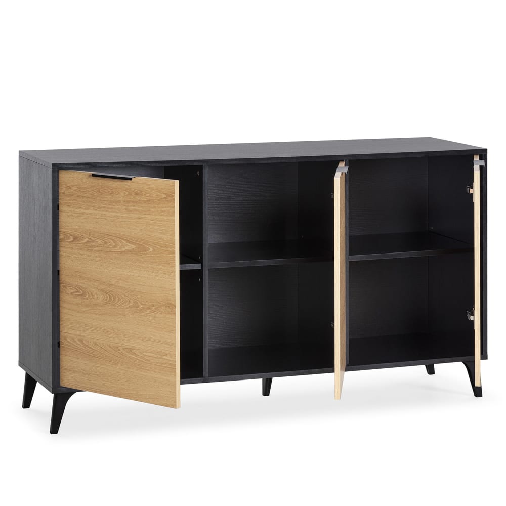 Buffet KALMA portes ouvertes sur ses trois compartiments
